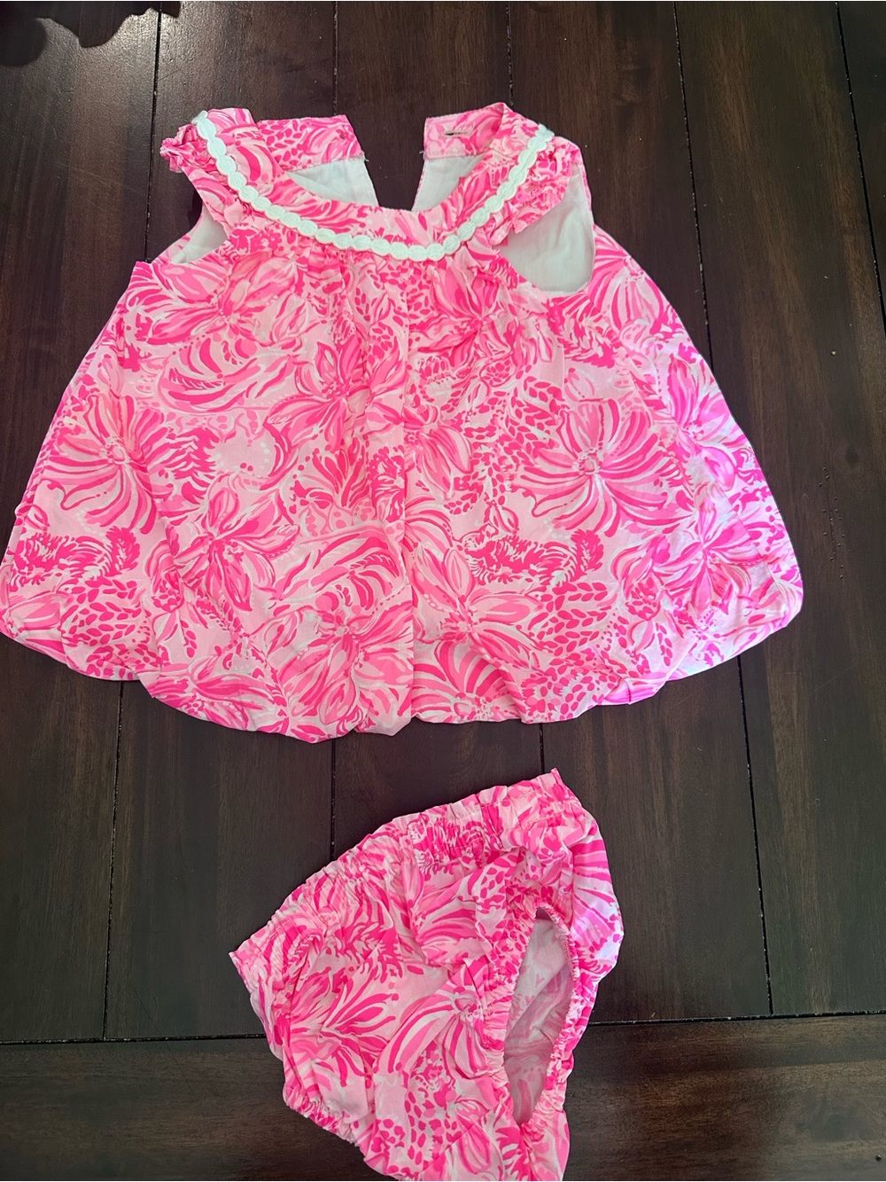 Lilly Pulitzer Pink Floral Baby Dress and Bloomers Set